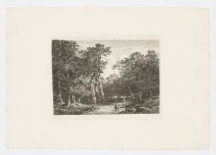 Landschaft mit zwei Figuren, durch einen Wald laufend, Blatt 10 der Folge "Radierversuche I"