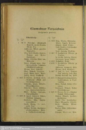 Häuserbuch : Einwohner-Verzeichnis (Straßenweise geordnet)