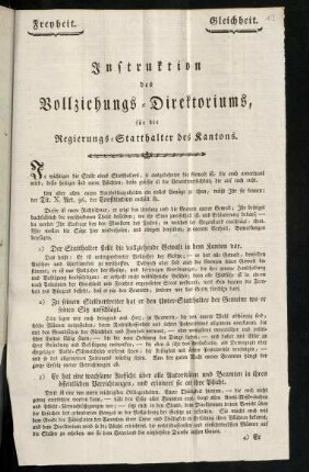 Instruktion des Vollziehungs-Direktoriums,..
