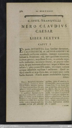 C. Suet. Tranquilli Nero Claudius Caesar Liber Sextus