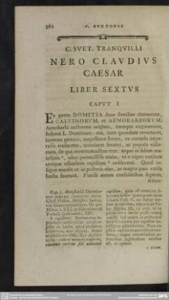 C. Suet. Tranquilli Nero Claudius Caesar Liber Sextus
