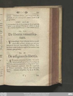 Tit. III. De libertis universitatum.