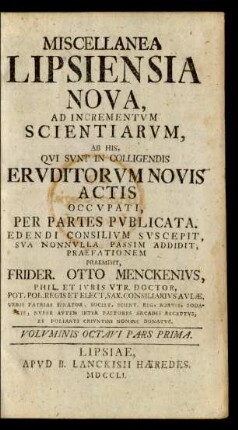 Voluminis Octavi Pars Prima