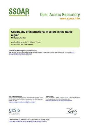 Geography of international clusters in the Baltic region