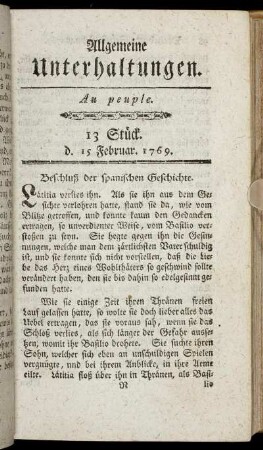 13. Stück. d. 15. Februar 1769.