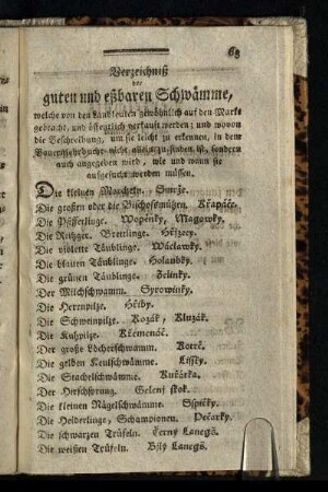 Verzeichniß der guten und eßbaren Schwämme ...