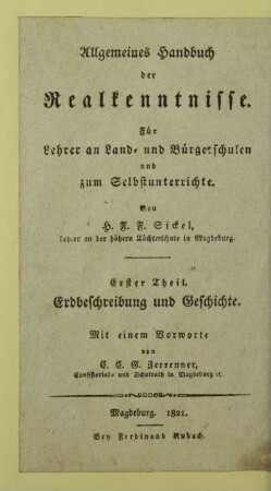 Theil 1: Kleines Lehrbuch der Erdbeschreibung und Geschichte