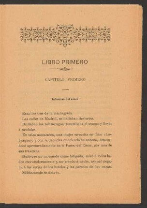 Libro primero - Capítulo primero : Infamias del amor