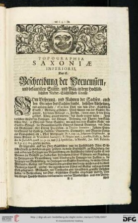 Topographia Saxoniæ inferioris. Das ist, Beschreibung der Vornemsten, und bekantisten Stätte, und Plätz, in dem hochlöblichsten Nieder-Sächsischen Craisse