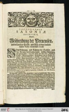 Topographia Saxoniæ inferioris. Das ist, Beschreibung der Vornemsten, und bekantisten Stätte, und Plätz, in dem hochlöblichsten Nieder-Sächsischen Craisse