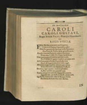In Natalem Caroli Caroli Gustavi, Regis Sveciae Filii, Principis Haereditarii, nunc Regis Sveciae.