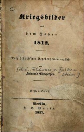 Kriegsbilder aus dem Jahre 1812 : nach historischen Begebenheiten erzählt, 1