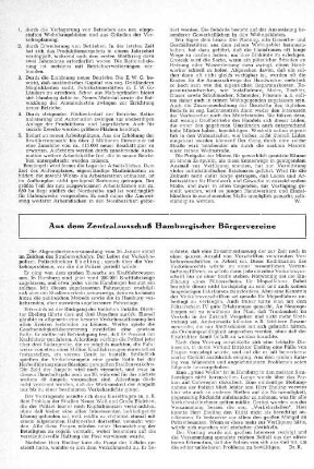 Aus dem Zentralausschuß Hamburgischer Bürgervereine