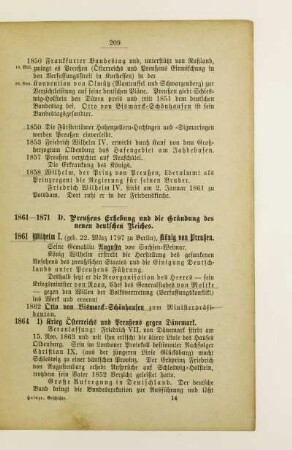 1861-1871 D. Preußens Erhebung und die Gründung des neuen deutschen Reiches