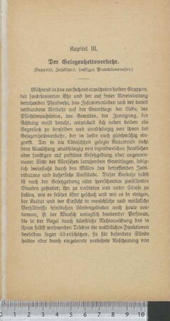 Kapitel III.: Der Gelegenheitsverkehr (Kuppelei, Zuhälterei, sonstiges Protektionswesen)