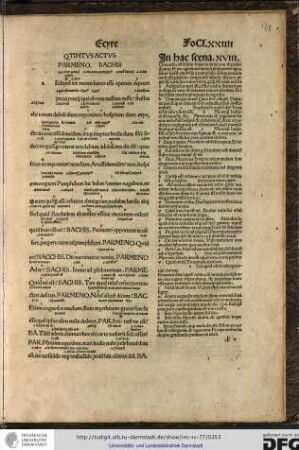 Qtimtus (!) actus: Parmeno, Bachis