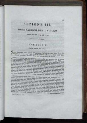 Sezione III. Occupazioni del Galileo.