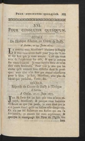 XVI. Pour Consulter Quelqu'un.