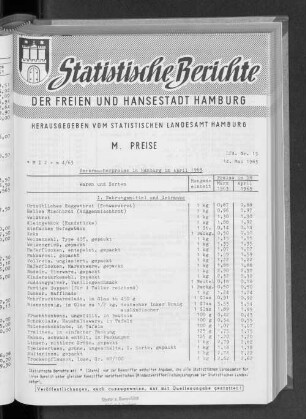 Verbraucherpreise in Hamburg im April 1963 : Lfd. Nr. 15