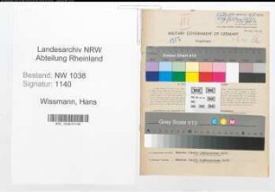 Entnazifizierung Hans Wissmann , geb. 03.12.1897 (Beamter)