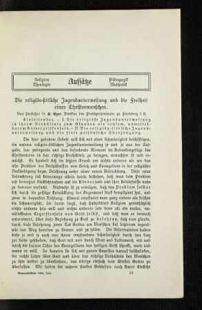 ¬Die¬ religiös-sittliche Jugendunterweisung und die Freiheit eines Christenmenschen