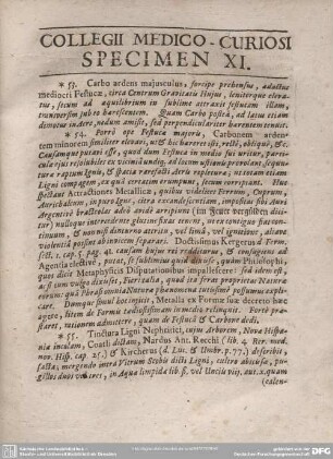 COLLEGI MEDICO-CURIOSI SPECIMEN XI.