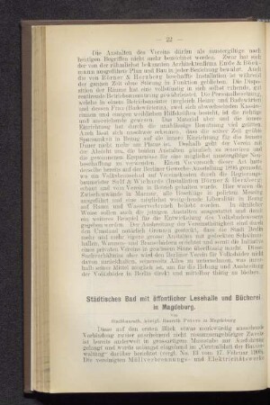 Städtisches Bad im öffentlicher Lesehalle und Bücherei in Magdeburg.