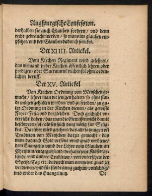 Der XIIII. Artickel.