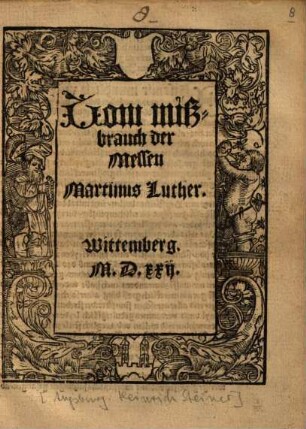 Uom mißbrauch der Messen : Wittemberg. M.D.xxij