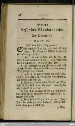 Dritte besondre Abendandacht