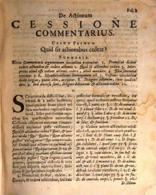 Commentarii duo singulares: de actionum cessione, et de prohibita rerum alienatione