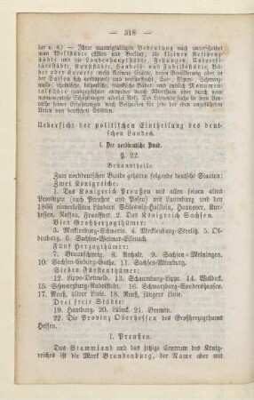 Uebersicht der politischen Eintheilung des deutschen Landes