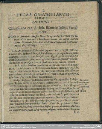 Decas Calumniarum Behmii
