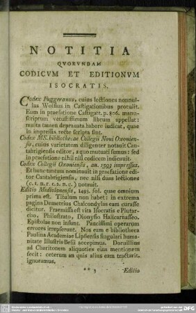 Notitia Quorundam Codicum Et Editionum Isocratis