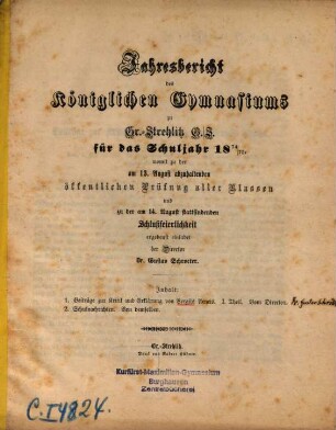 Jahresbericht : über das Schuljahr .... 1874/75