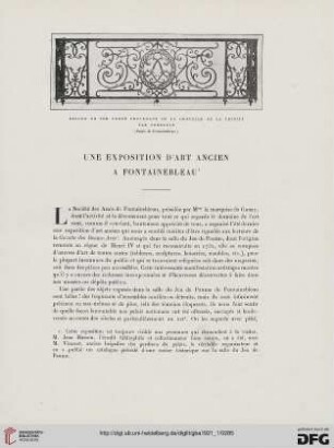 5. Pér. 3.1921: Une exposition d'art ancien à Fontainebleau