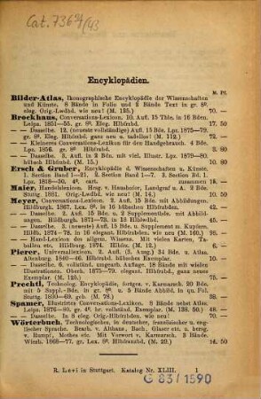 Verzeichnis des antiquarischen Bücherlagers von R. Levi, Stuttgart : [Antiquariats-Katalog], 43