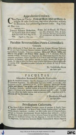 Approbatio Censoris; Privilegium Caesareum.
