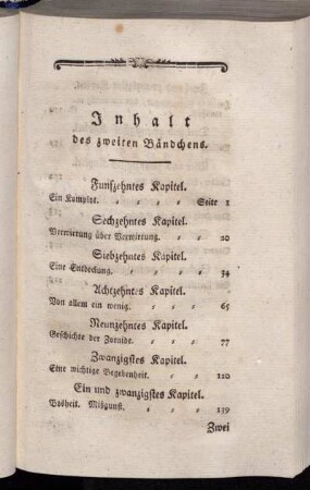 Inhalt des zweiten Bändchens.