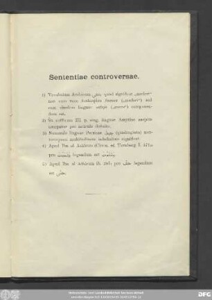 Sententiae controversae.