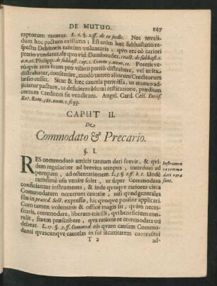 Caput II. De Commodato & Precario.