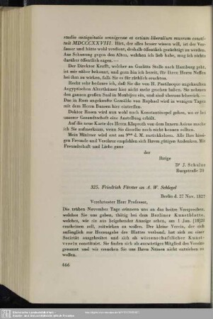 Friedrich Christoph Förster an August Wilhelm von Schlegel, Berlin, 27.11.1827
