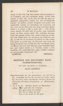Beiträge Zur Deutschen Handschriftenkunde.