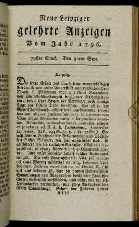 79stes Stück. Den 30ten Sept.