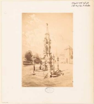 Gefallenendenkmal, Mühlhausen Monatskonkurrenz August 1878: Perspektivische Ansicht
