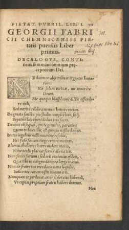 Georgii Fabricii Chemnicensis Pietatis puerilis Liber primus.