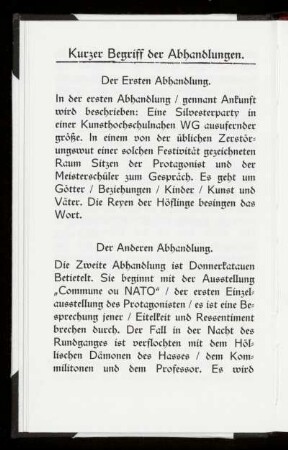 Kurzer Begriff der Abhandlungen.