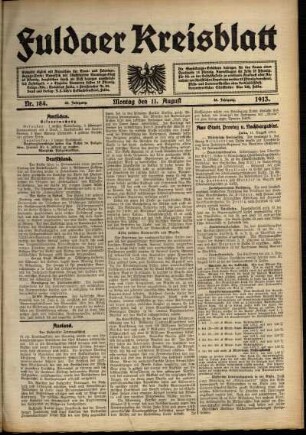 Ausgabe vom Montag, den 11. August 1913.
