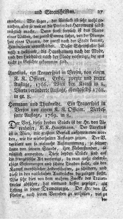 Aurelius, oder Wettstreit der Großmuth, ein Trauerspiel in Versen. 4.verb.Aufl.
