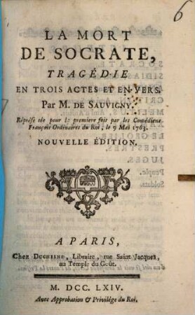La Mort de Socrate : Tragédie en 3 actes et en vers